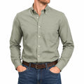 Chemise homme L en coton vert sauge à manches longues style décontracté