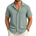 Chemise homme XL vert sauge texturée à manches courtes style décontracté