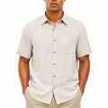 Chemise homme XL beige en tissu tissé à manches courtes style décontracté