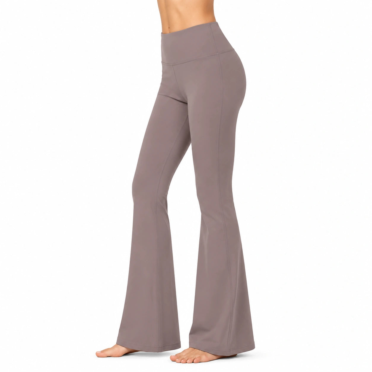 Pantalon de yoga évasé taille haute taupe extensible M