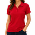 Polo femme taille S rouge en maille piquée à manches courtes style classique