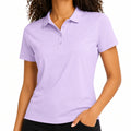 Polo femme M en tissu extensible lilas à manches courtes style classique