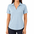 Polo femme taille L en textile synthétique bleu clair à col ouvert manches courtes