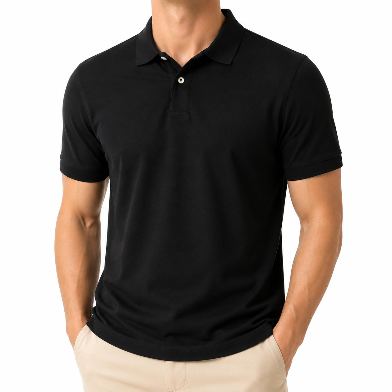 Polo homme taille M noir en maille à manches courtes style classique