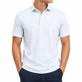 Polo homme taille L blanc bleu clair à rayures manches courtes style décontracté