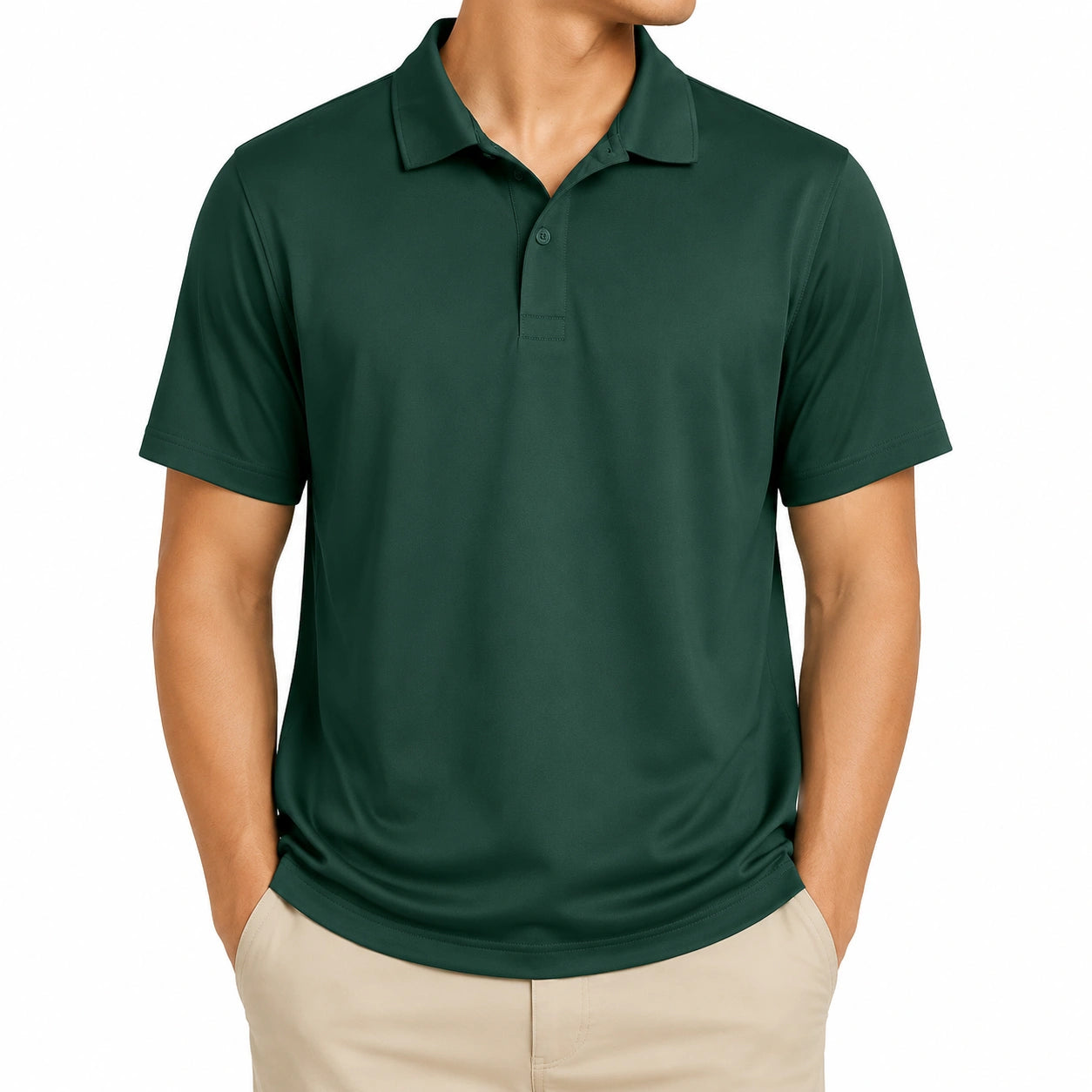 Polo homme XL en maille vert foncé à manches courtes style décontracté