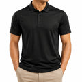 Polo homme XL noir en tissu synthétique à manches courtes style sportif