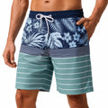 Short de bain homme M bleu marine vert rayé à motif tropical