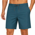 Short de bain homme L en tissu synthétique bleu pétrole à cordon de serrage