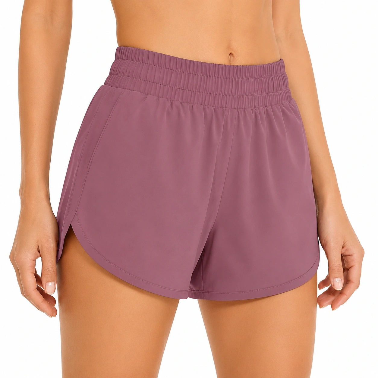 Short de sport femme M violet mauve léger à taille élastique