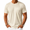 T-shirt homme L beige en jersey à poche poitrine coupe droite